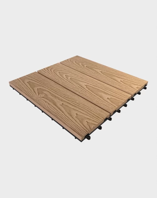 Composite deck tiles ezclip natural teak
