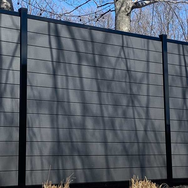 Ezfence-design charcoal -outdoor-screening-decorative-panel-garden decorationoutdoor-fencing aluminum structure posts black contrast