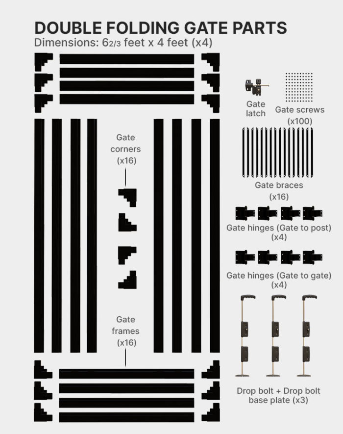 Double-folding-gate-parts-pieces