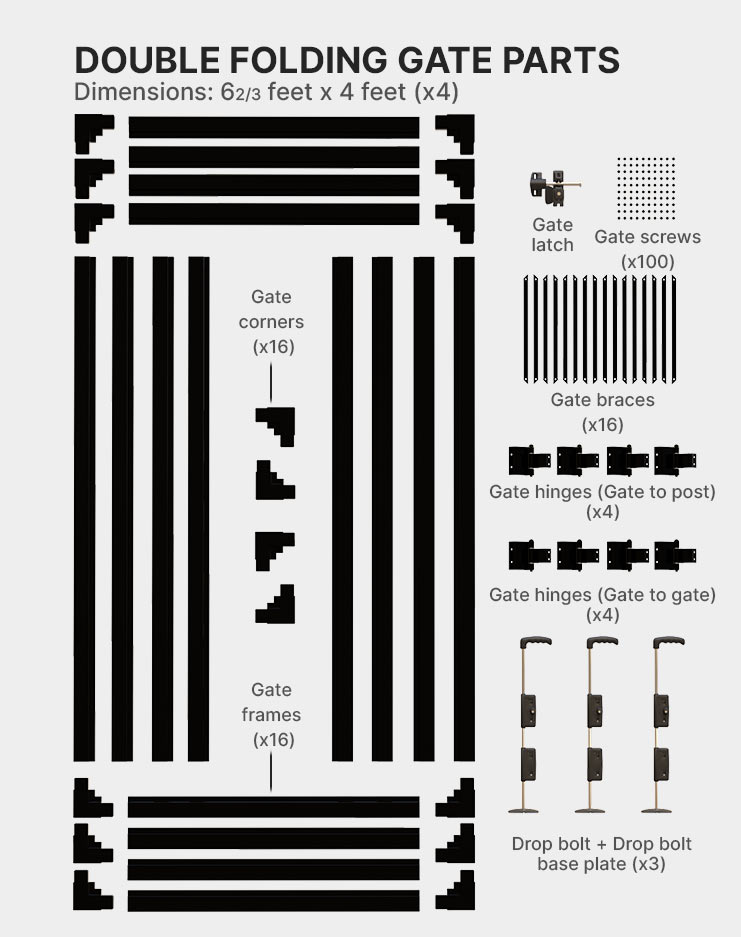 Double-folding-gate-parts-pieces